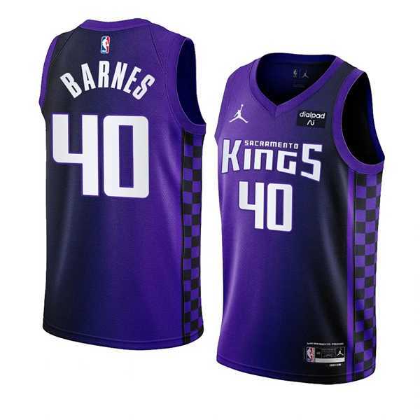 Men%27s Sacramento Kings #40 Harrison Barnes Purple 2023-24 Statement Edition Swingman Stitched Jersey Dzhi->sacramento kings->NBA Jersey